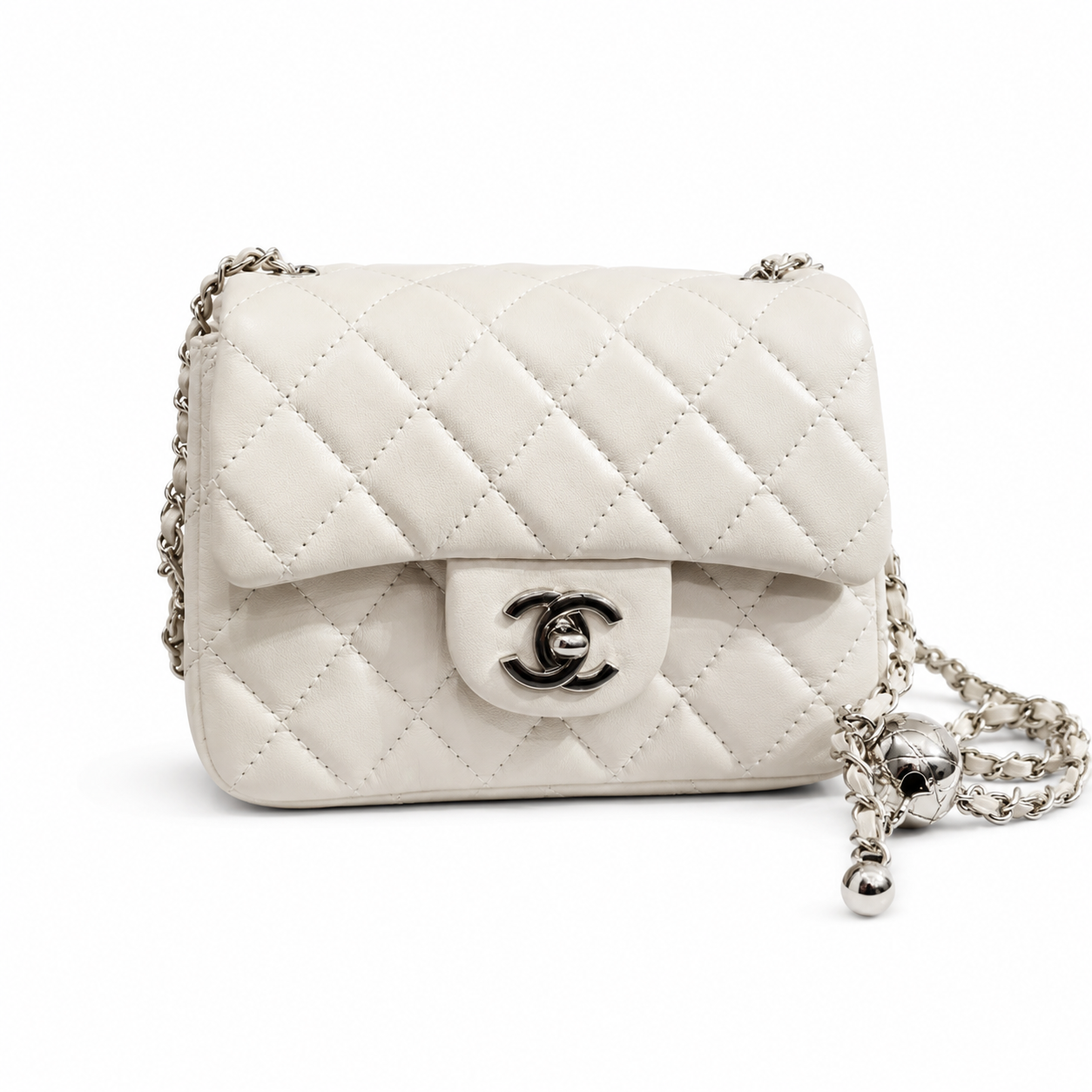 Classic Black Quilted Mini Shoulder Bag with Silver Chain