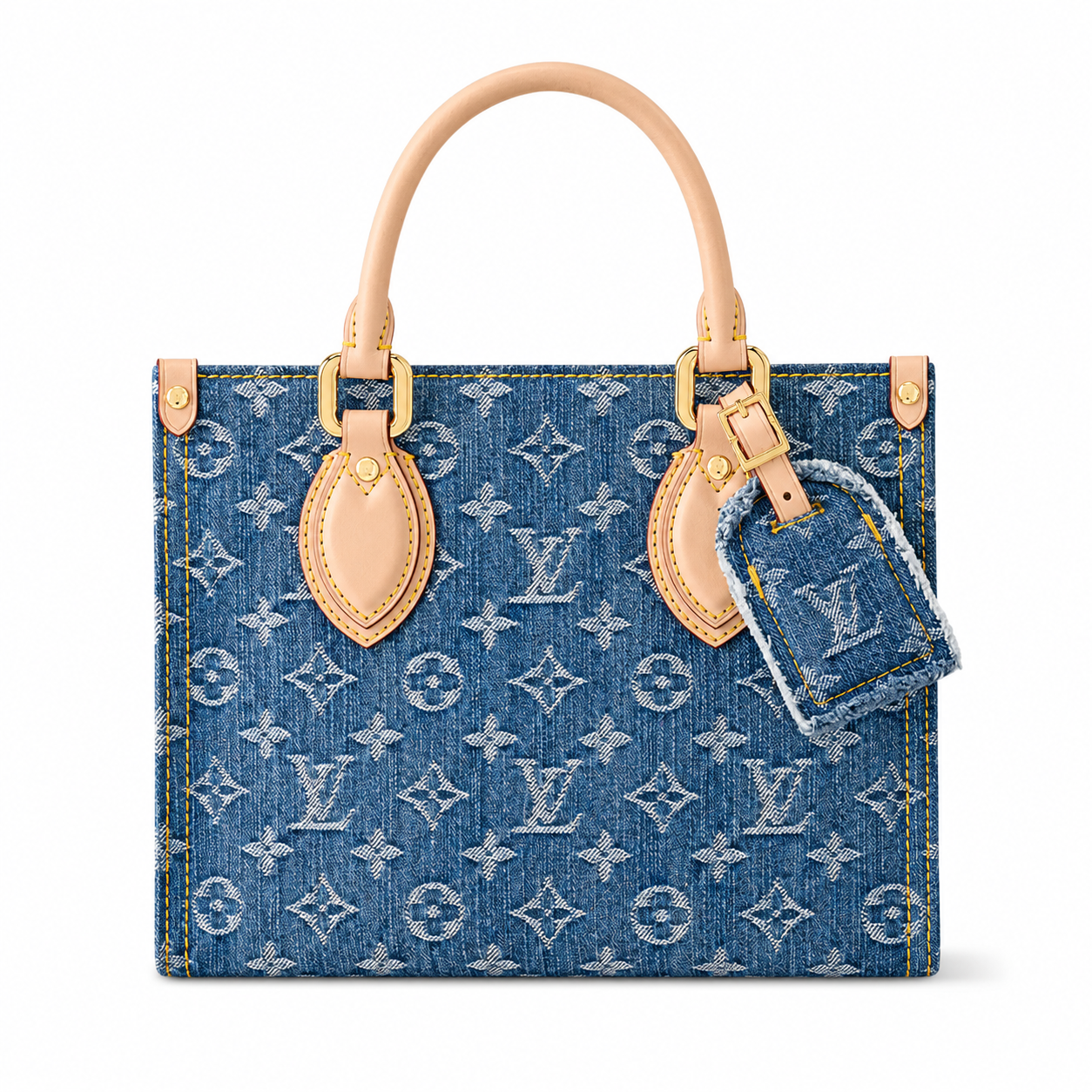 Denim Blue Mini Tote Bag – Genuine Leather Trim & Premium Quality