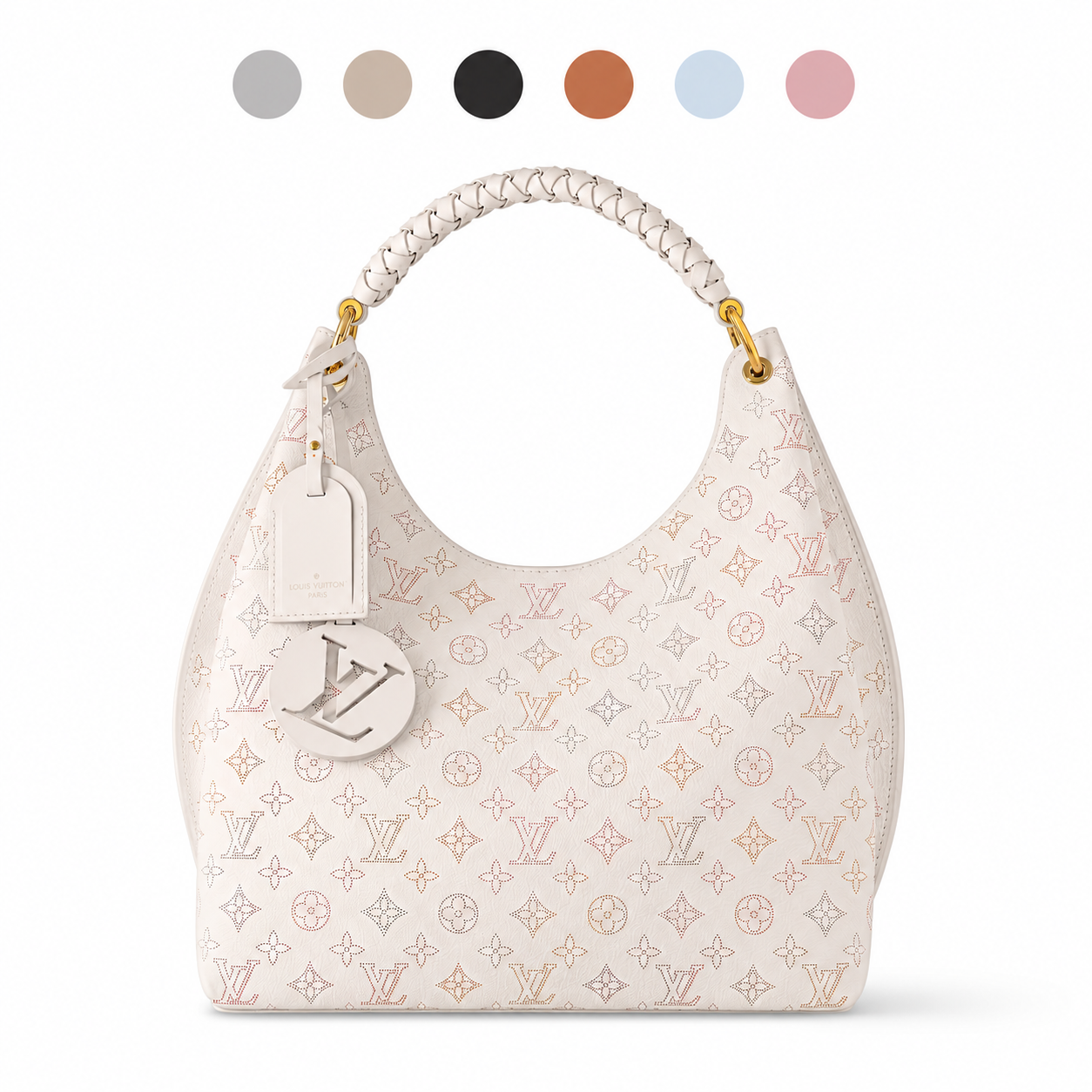 Perforated Leather Hobo Shoulder Bag
