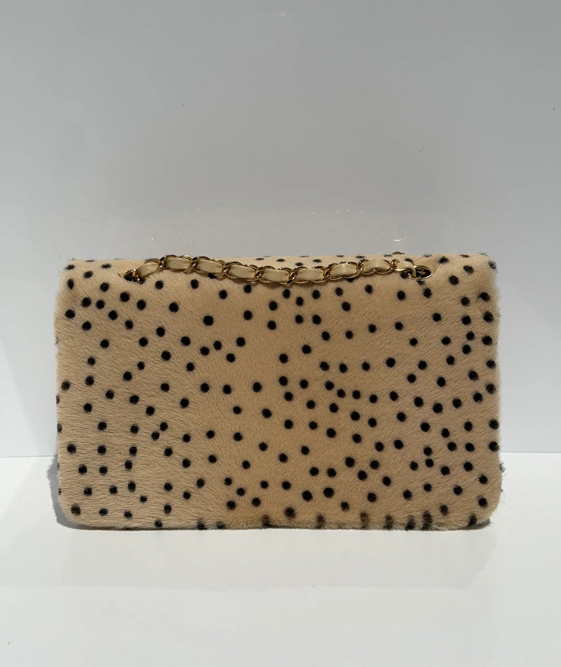 Spotted Pony Hair Flap Bag