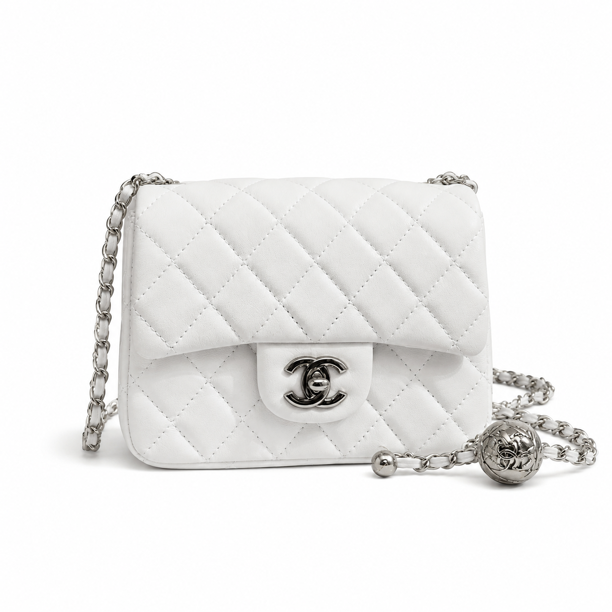 Classic Black Quilted Mini Shoulder Bag with Silver Chain