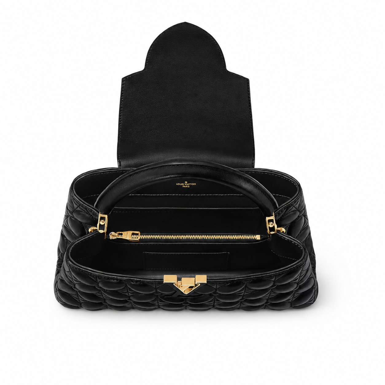 Luxury Genuine Leather Quilted Handbag with Gold Hardware