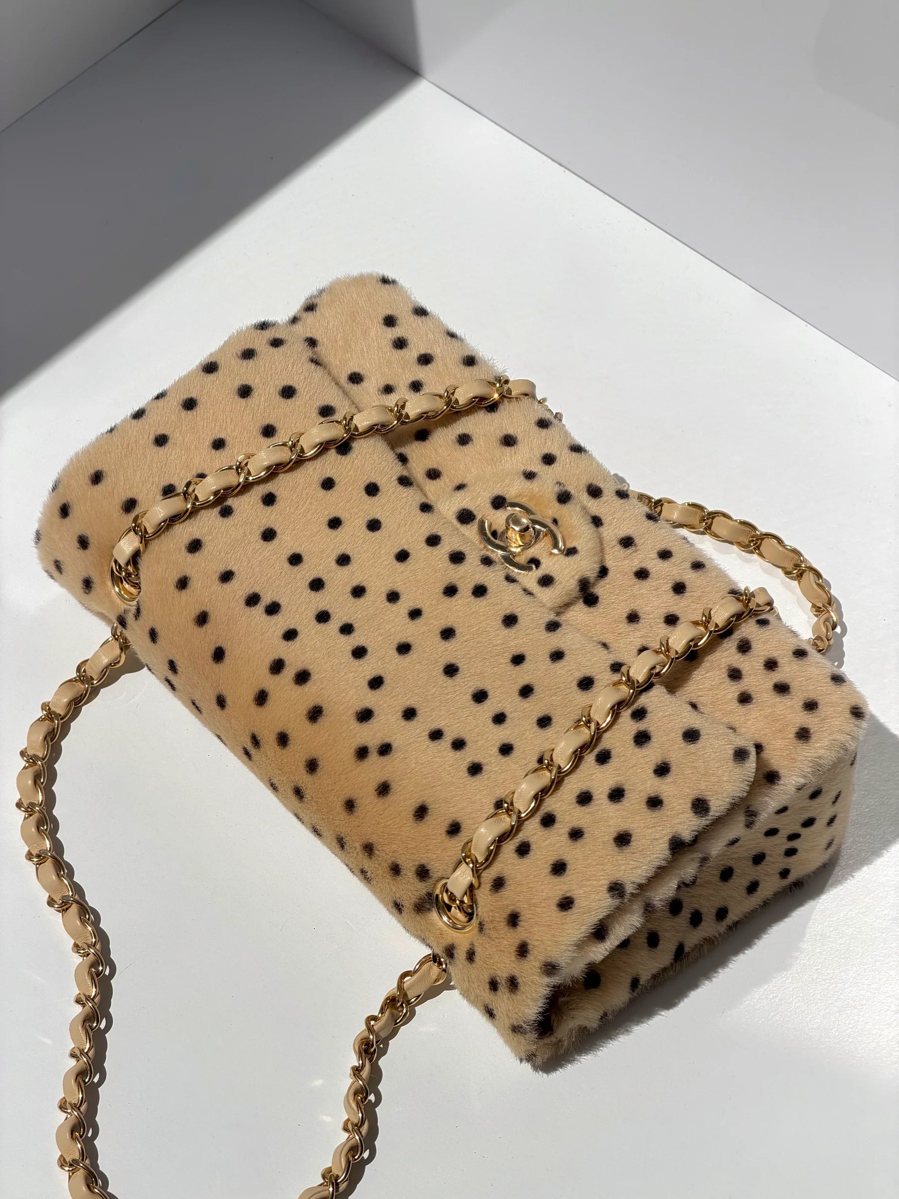 Spotted Pony Hair Flap Bag