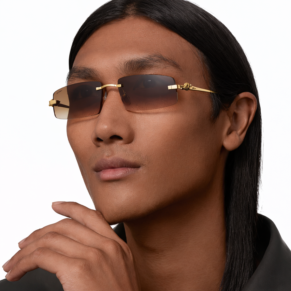 Luxury Rimless Sunglasses – Gold Frame & Gradient Lenses