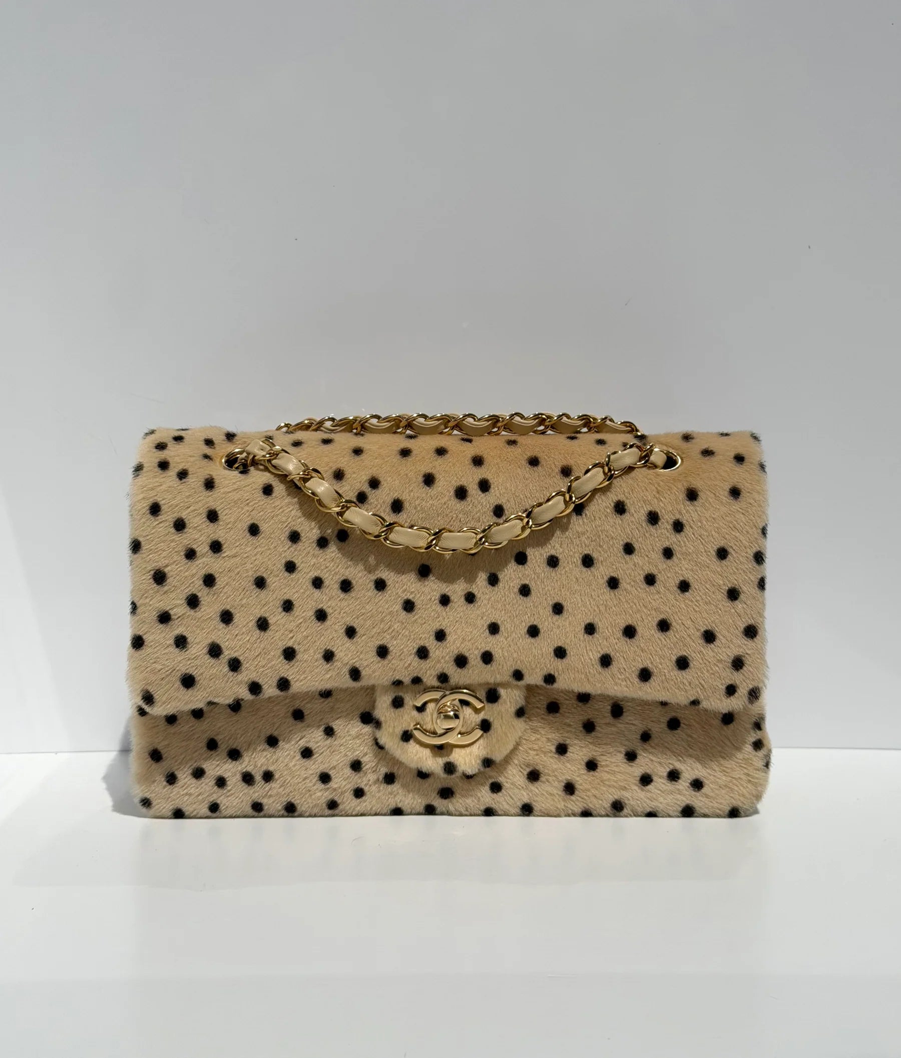 Spotted Pony Hair Flap Bag