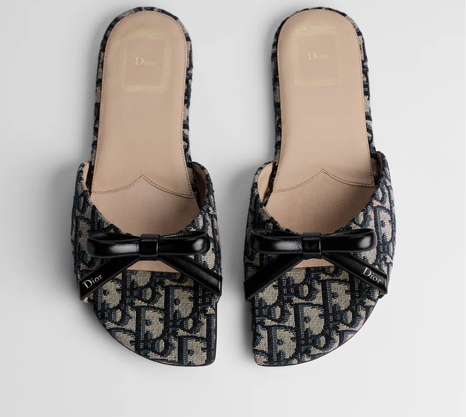 Bow Embroidered Slide Sandals