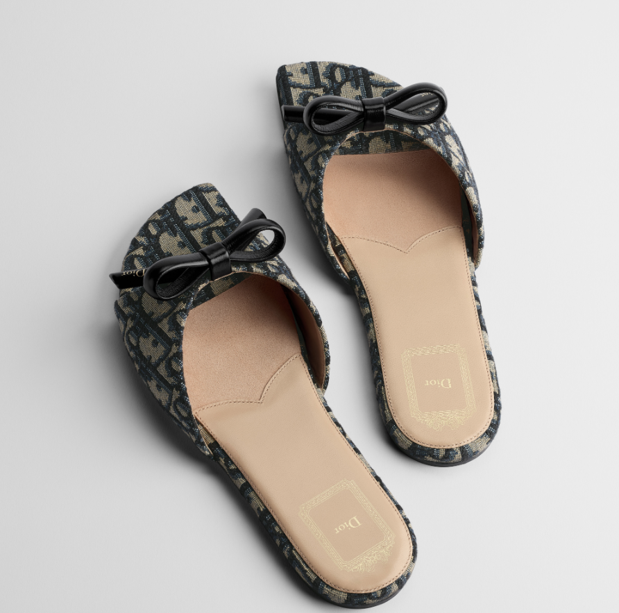 Bow Embroidered Slide Sandals