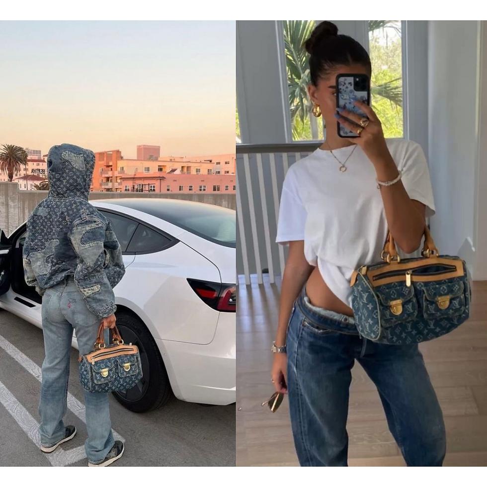 Monogram Denim Mini Boston Bag – Blue