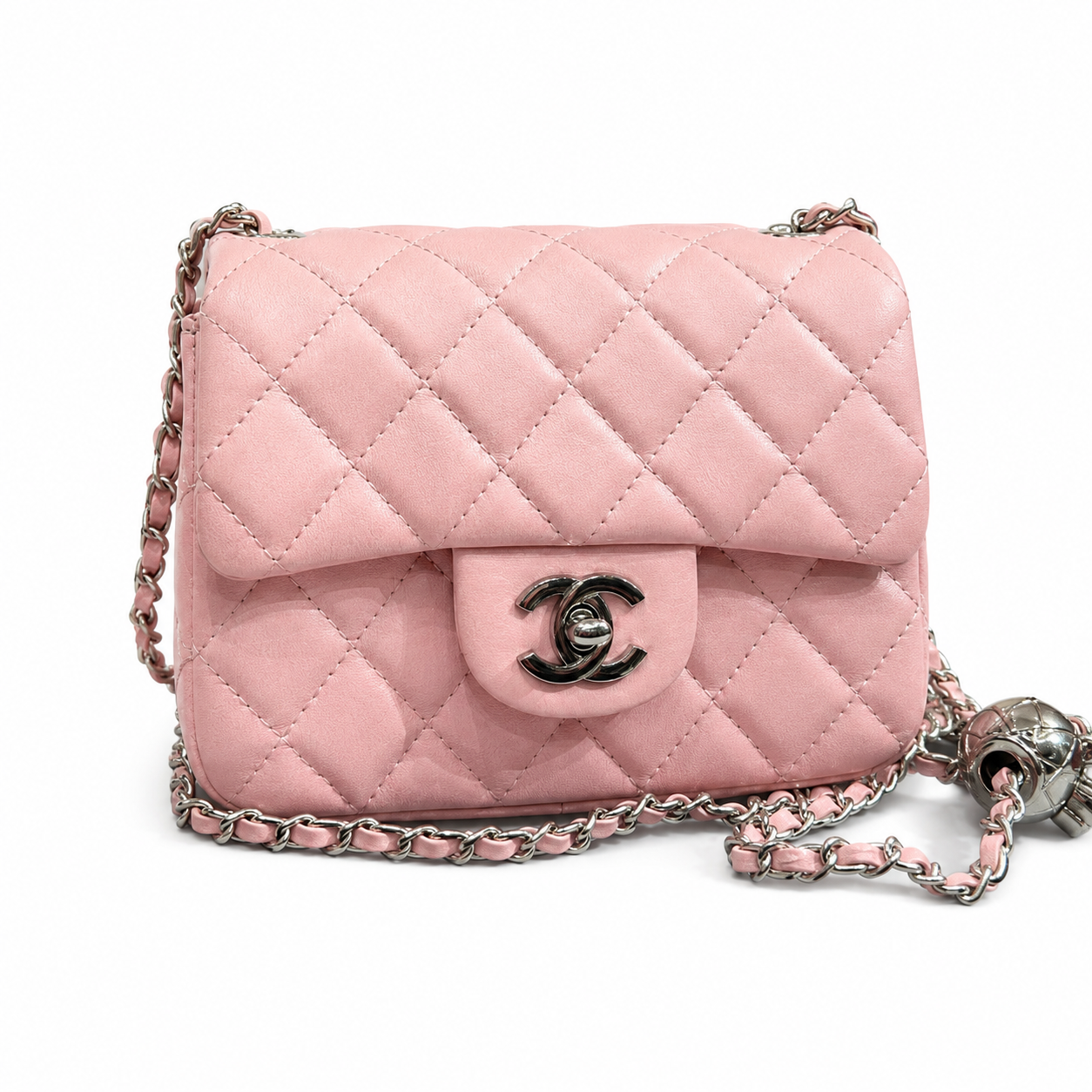 Classic Black Quilted Mini Shoulder Bag with Silver Chain