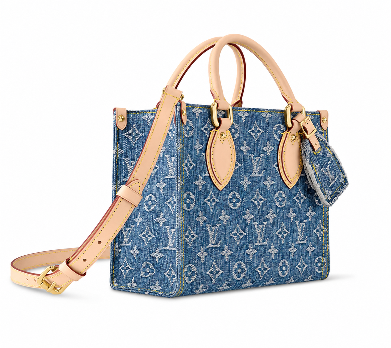 Denim Blue Mini Tote Bag – Genuine Leather Trim & Premium Quality