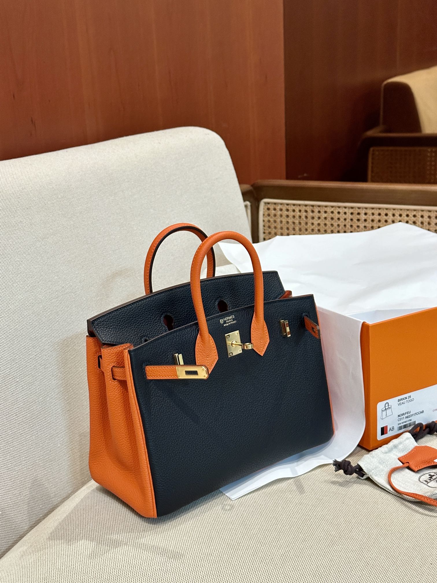 Birkin 25 – Sky Blue & Orange