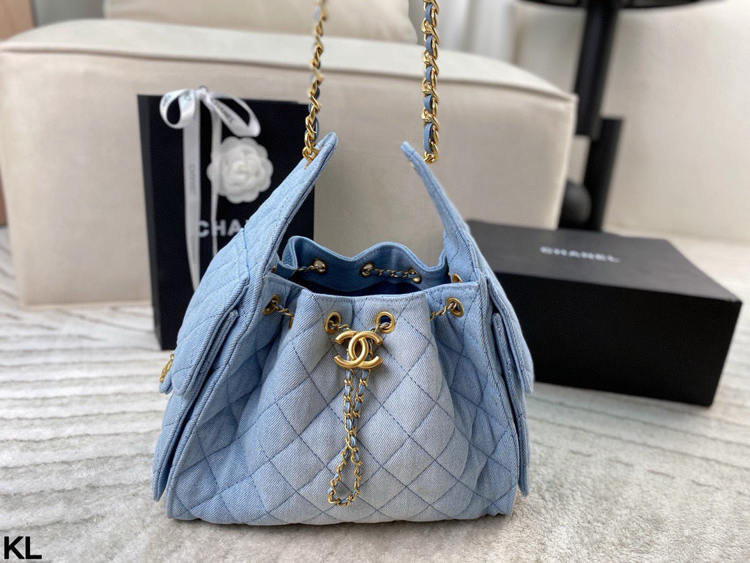Denim Hobo Shoulder Bag – Luxury Washed Edition