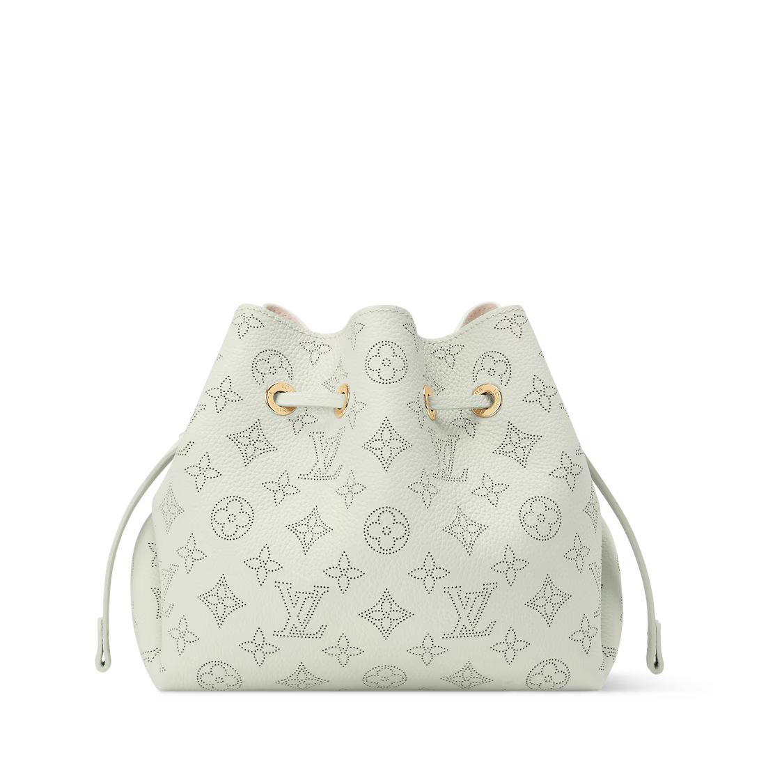Perforated Leather Bucket Bag with Coin Pouch & Chain Handle