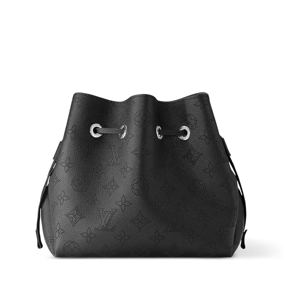 Perforated Leather Bucket Bag with Coin Pouch & Chain Handle