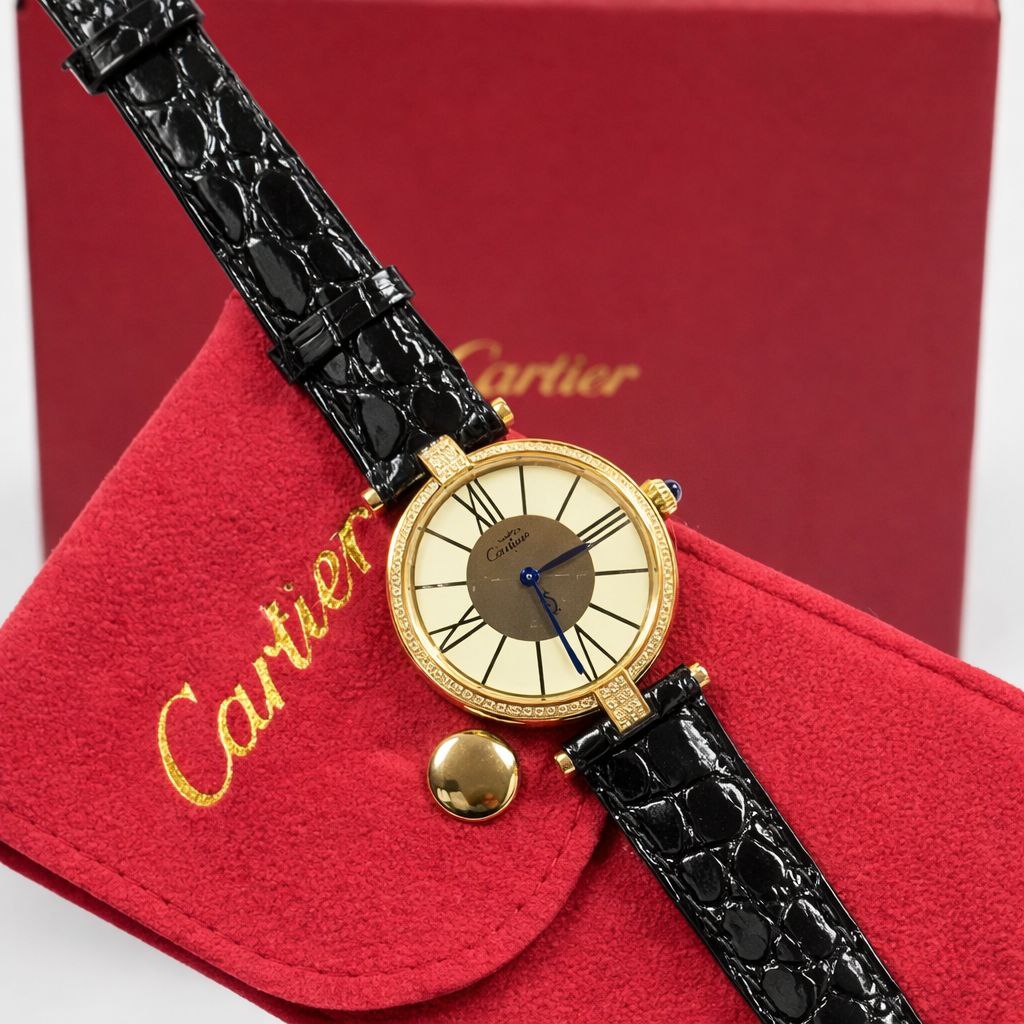 Luxury Diamond Dial Watch – Elegant Leather Strap | Classic Paris Style