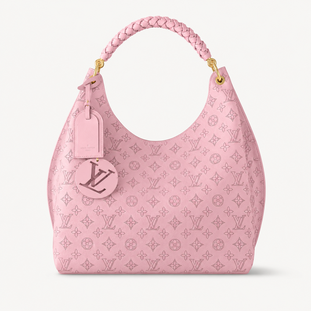 Perforated Leather Hobo Shoulder Bag