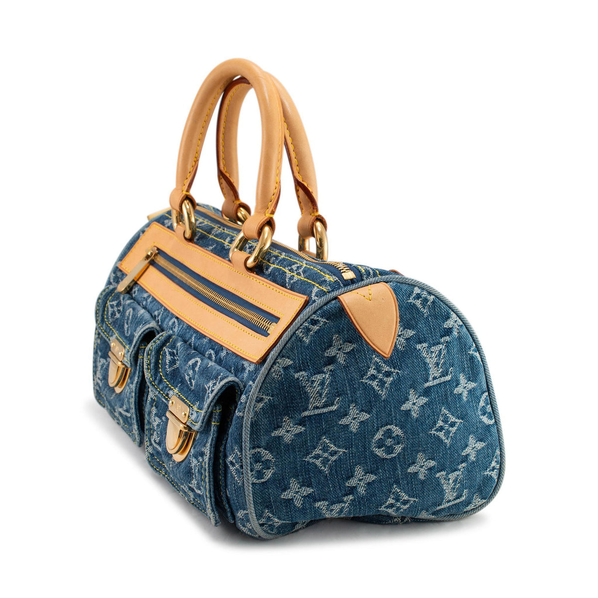 Monogram Denim Mini Boston Bag – Blue