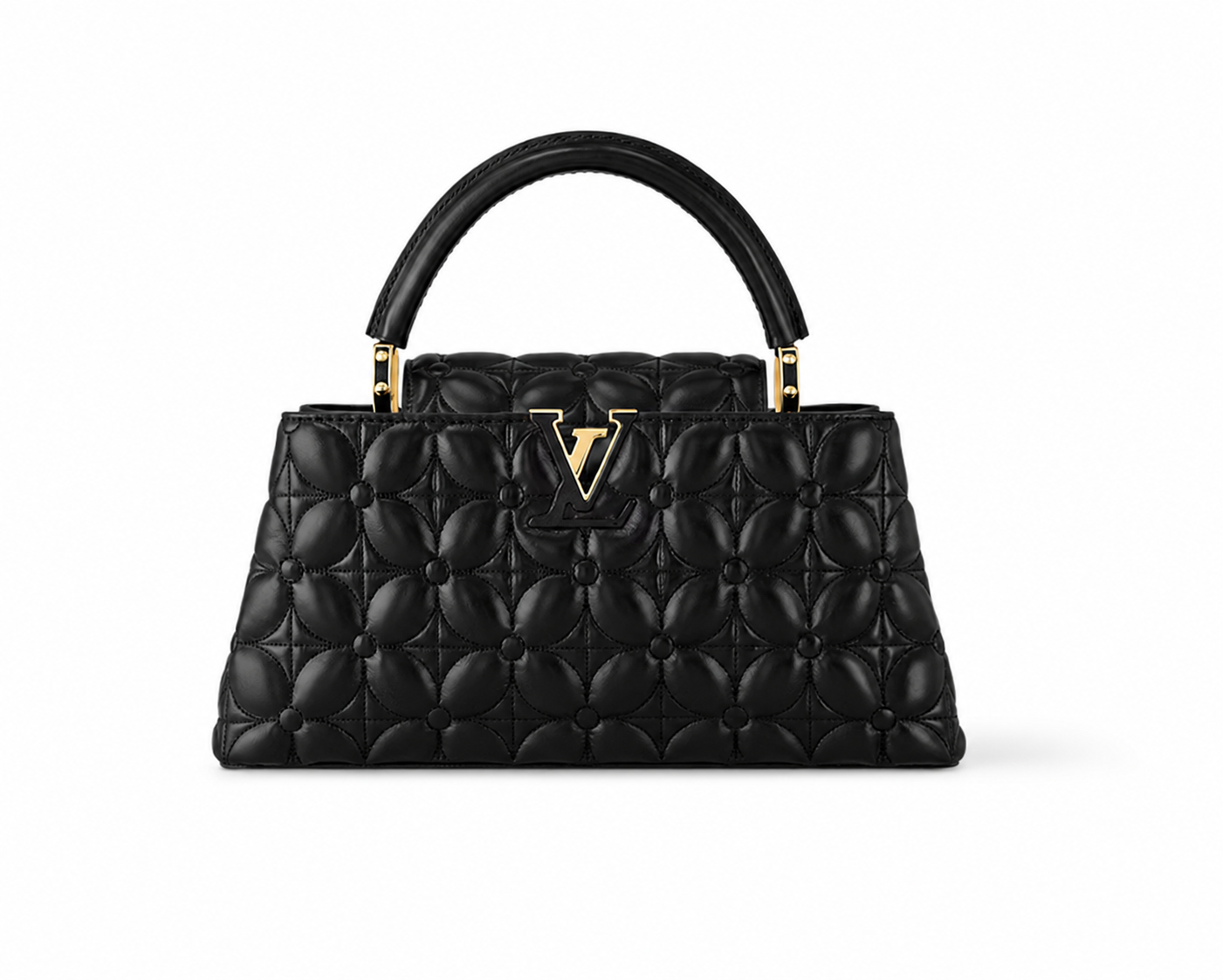 Luxury Genuine Leather Quilted Handbag with Gold Hardware