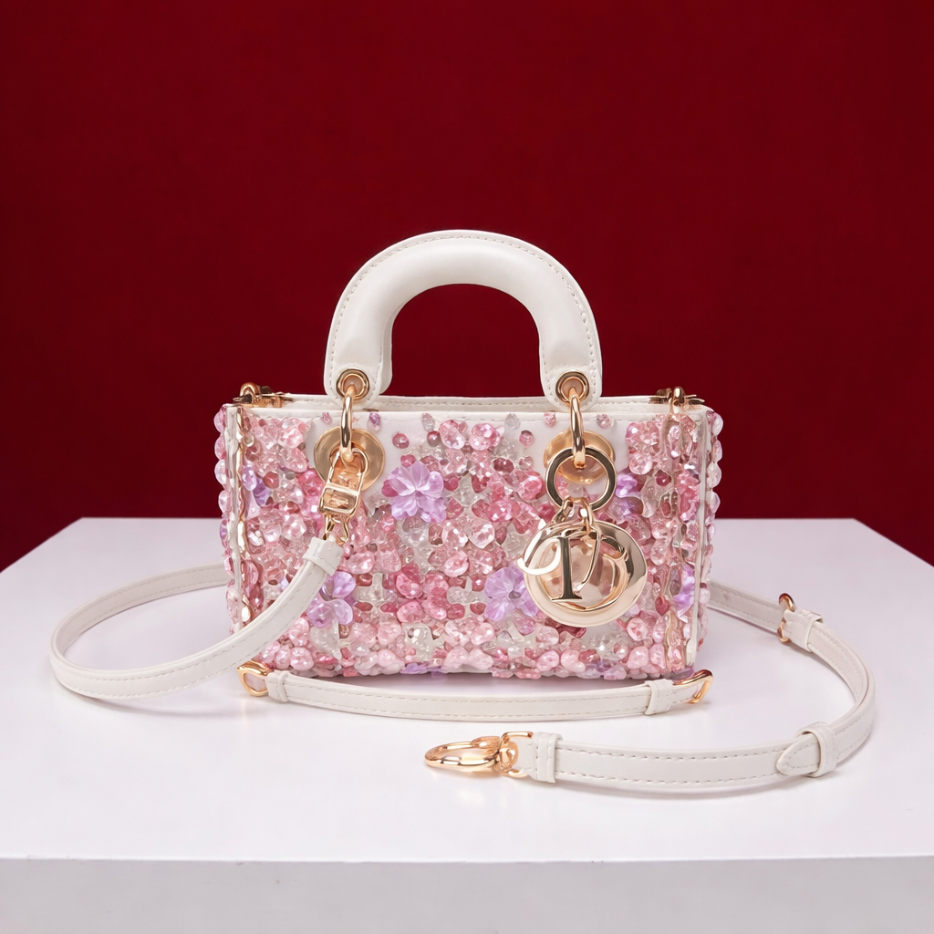 Mini Crystal Embellished Handbag – Pink Luxury Style