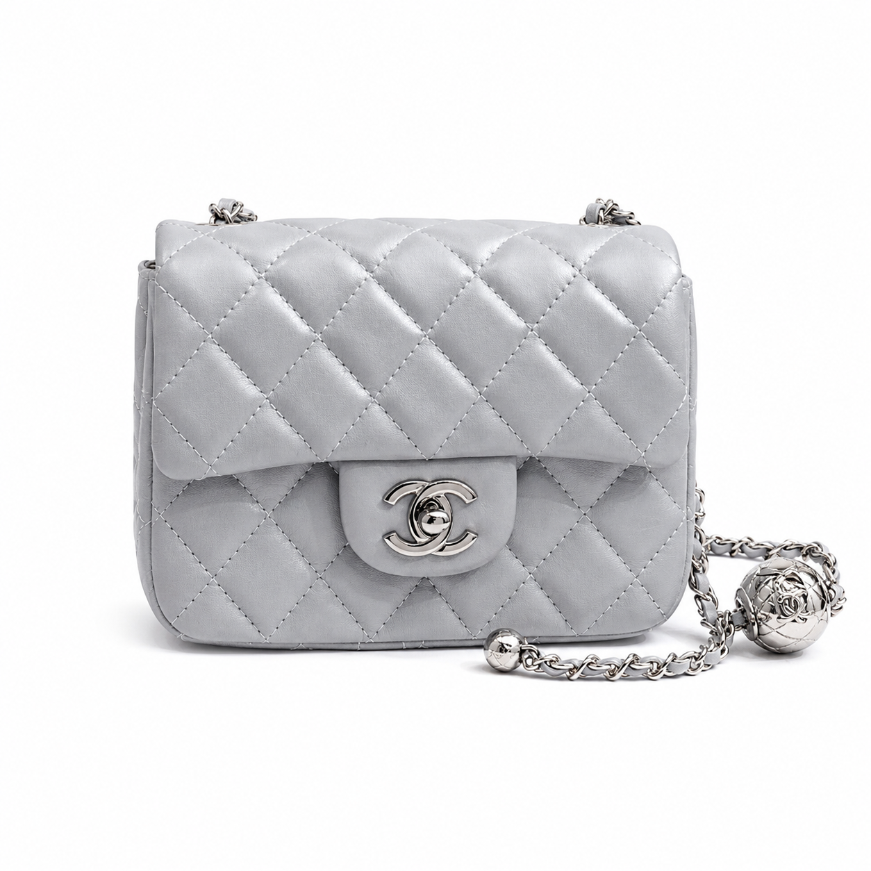 Classic Black Quilted Mini Shoulder Bag with Silver Chain