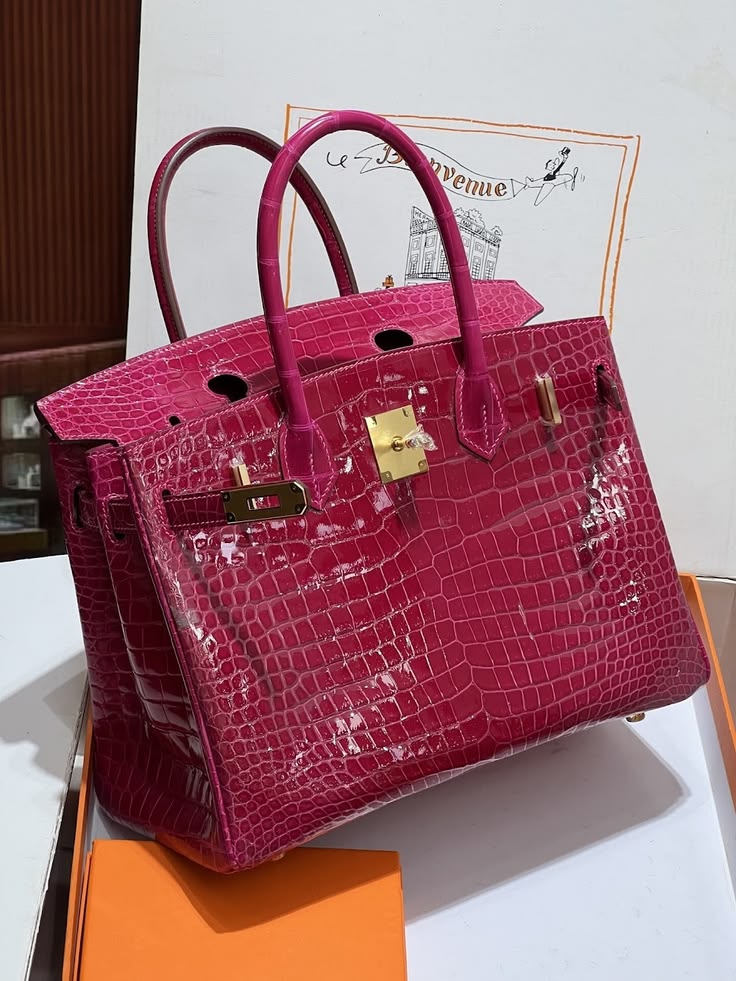 Pink crocodile birkin bag