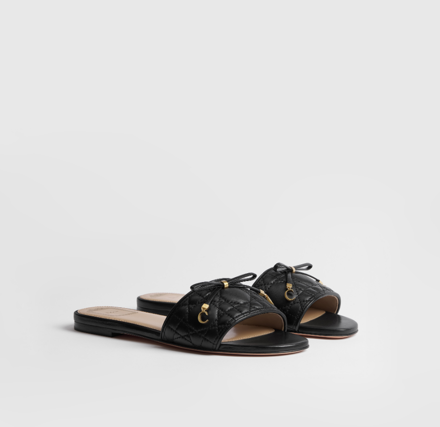 Quilted Bow Slide Sandals