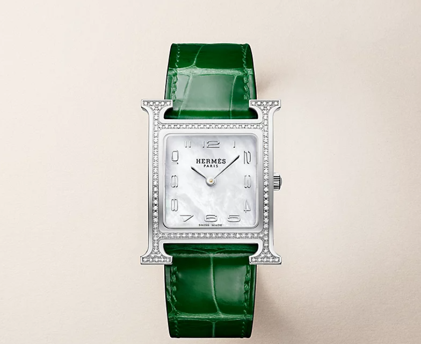 H-Shaped Diamond Watch with Genuine Leather Strap – Multiple Colors