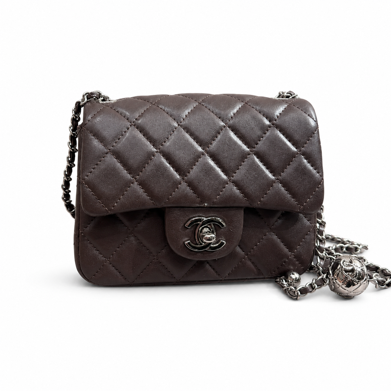 Classic Black Quilted Mini Shoulder Bag with Silver Chain