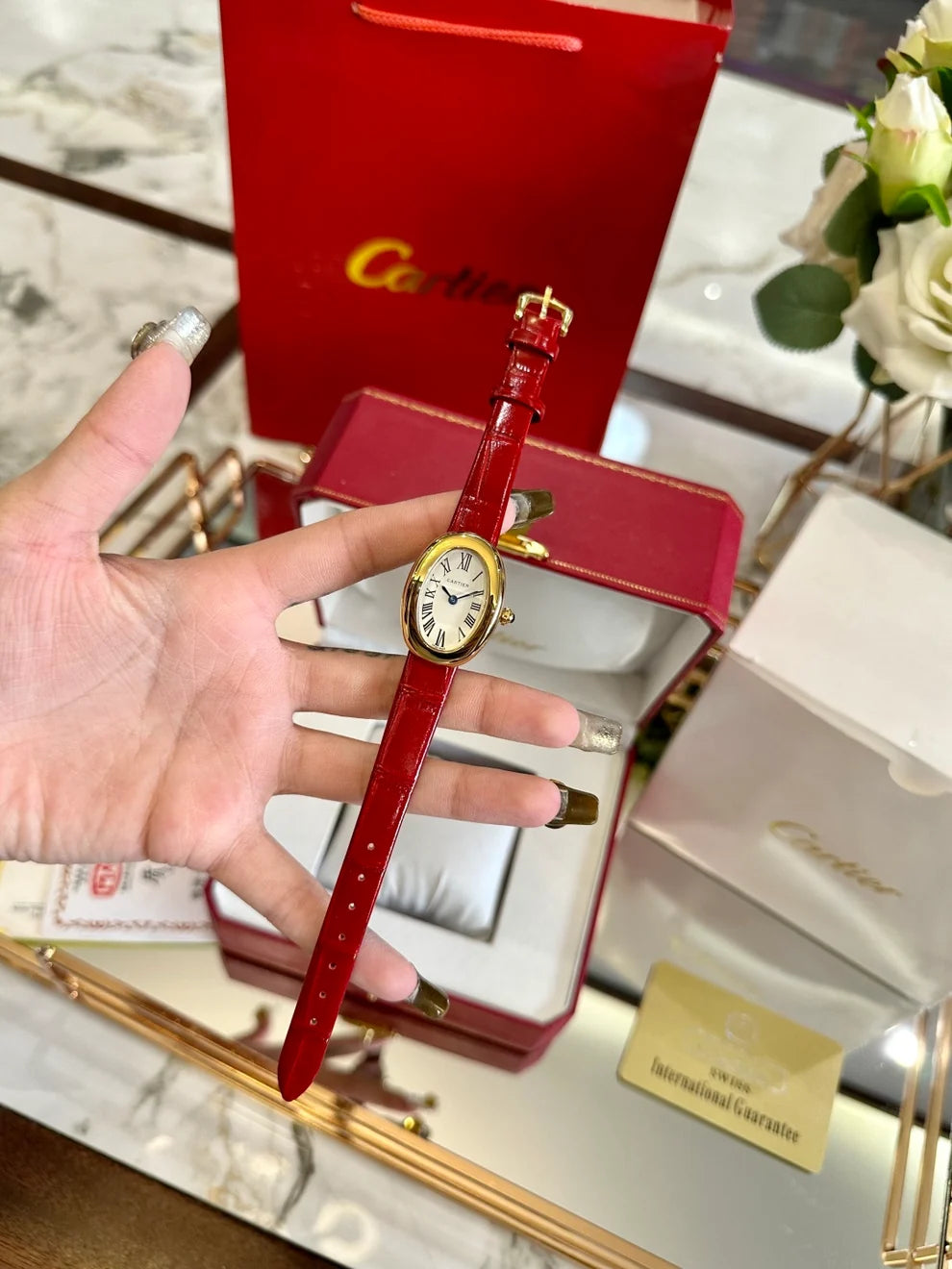 Oval Heritage Crocodile Leather Watch