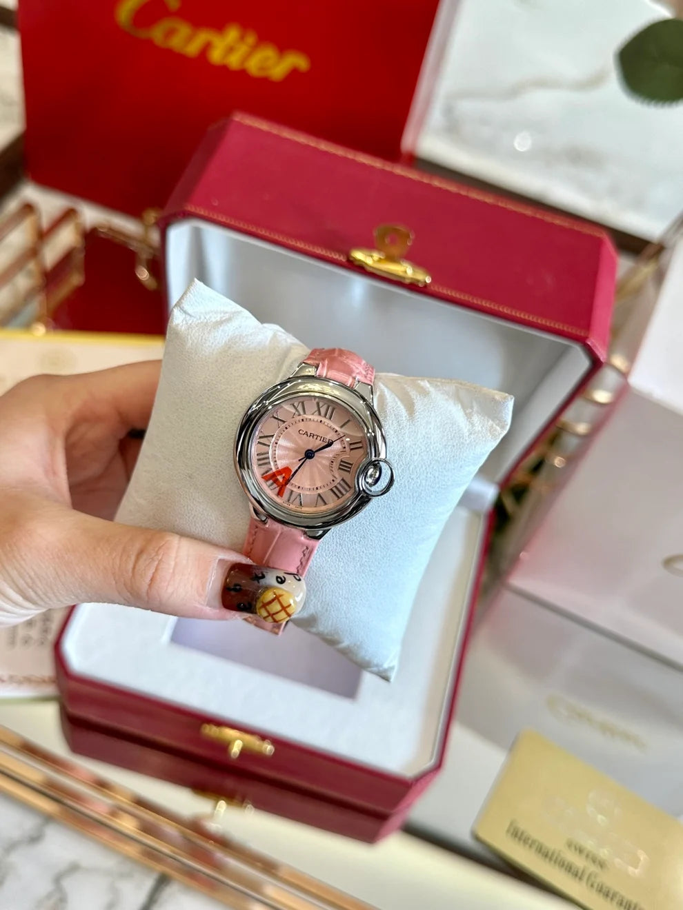 Pink Leather Luxury Watch – Silver Edition