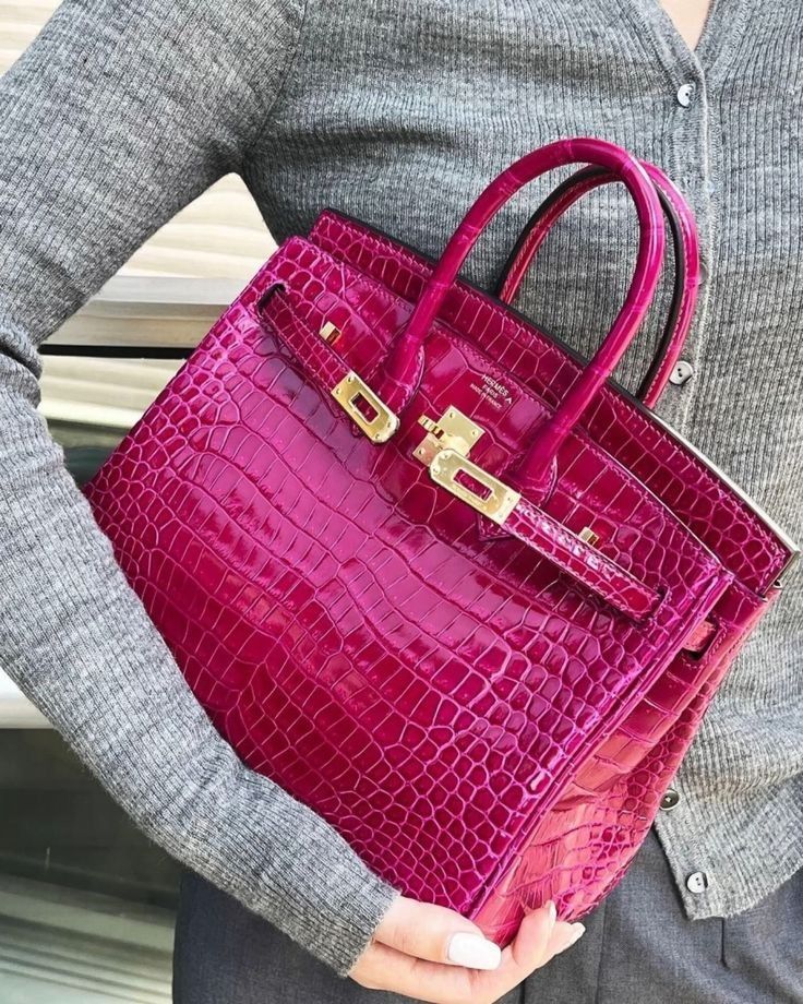 Pink crocodile birkin bag