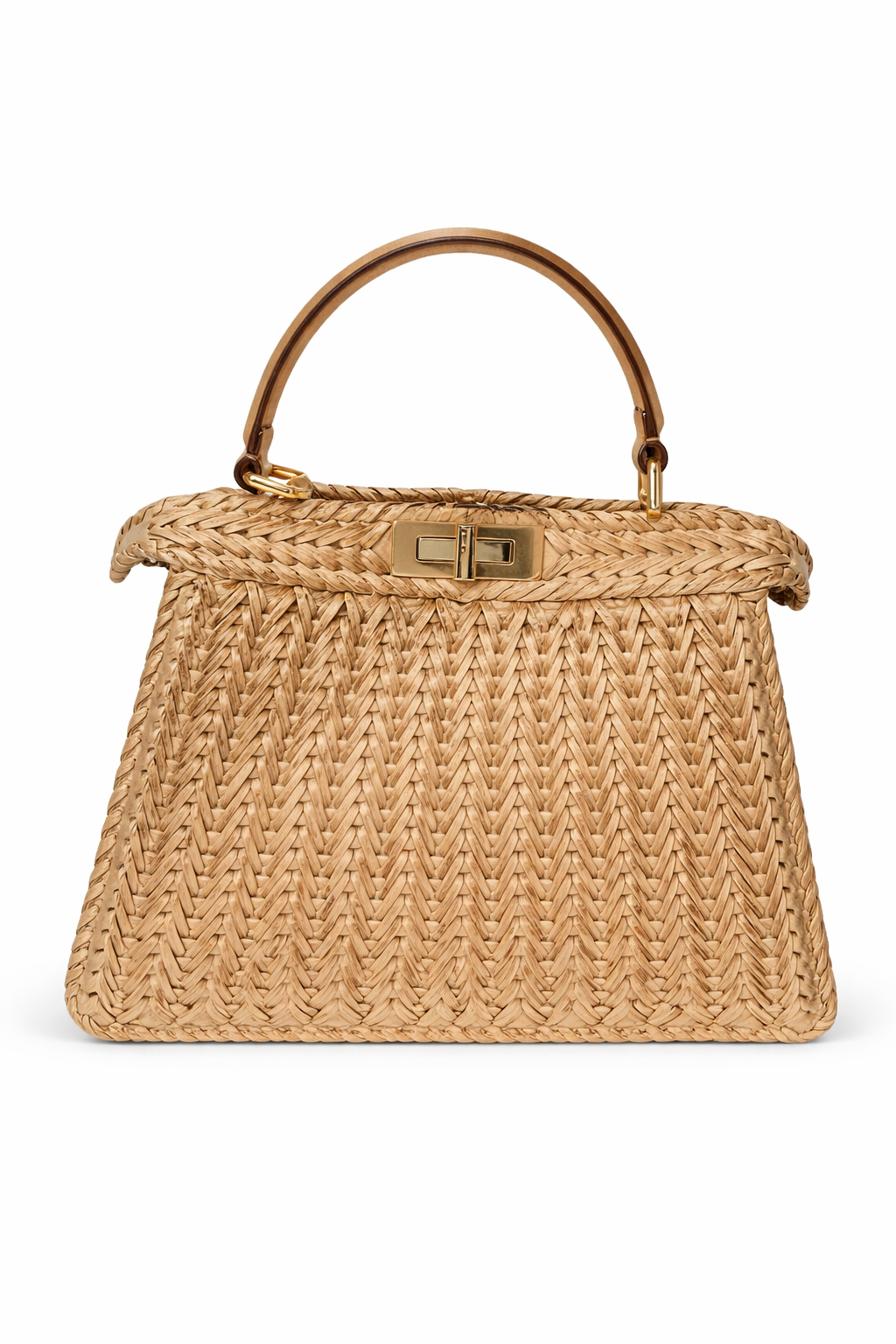 Woven Beige Top Handle Bag – Summer Luxury Style