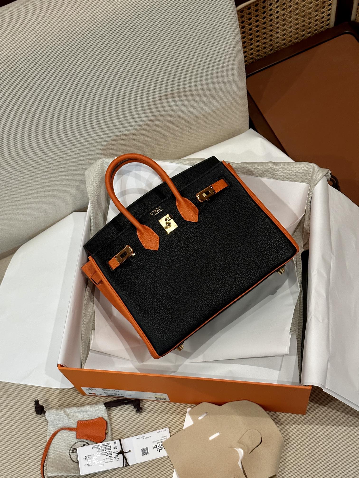 Birkin 25 – Sky Blue & Orange