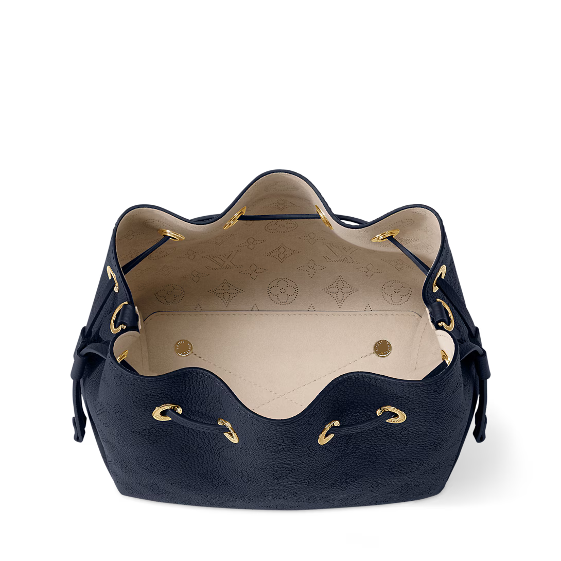 Perforated Leather Bucket Bag with Coin Pouch & Chain Handle