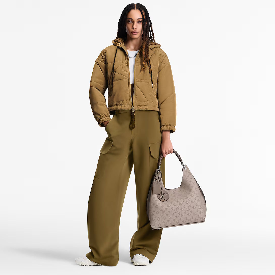 Perforated Leather Hobo Shoulder Bag
