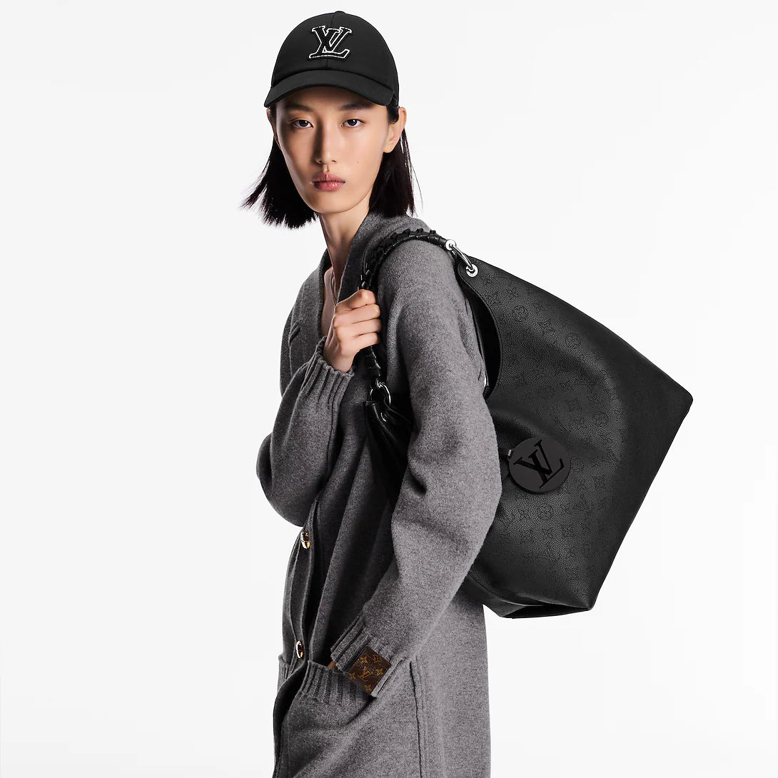 Perforated Leather Hobo Shoulder Bag