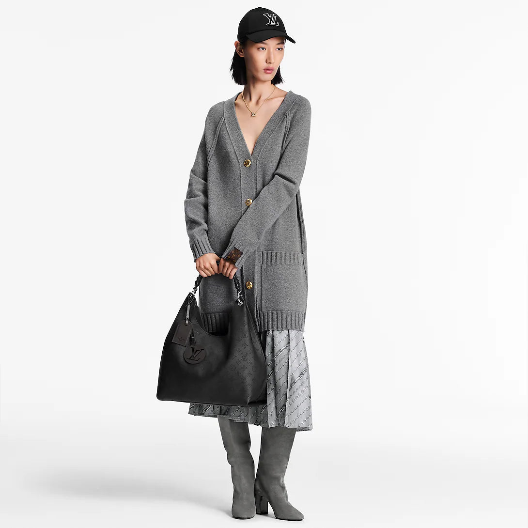 Perforated Leather Hobo Shoulder Bag