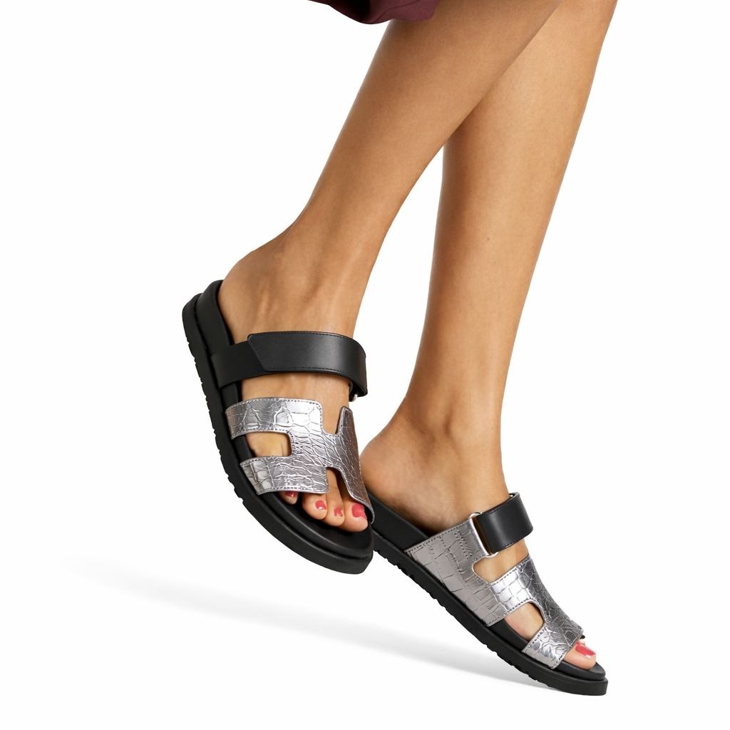 Comfort Slide Sandals – Croc Texture Leather Style | Everyday Casual Luxury
