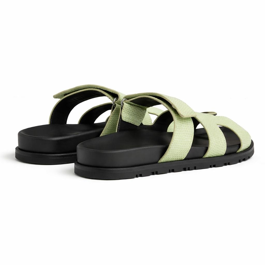 Comfort Slide Sandals – Croc Texture Leather Style | Everyday Casual Luxury