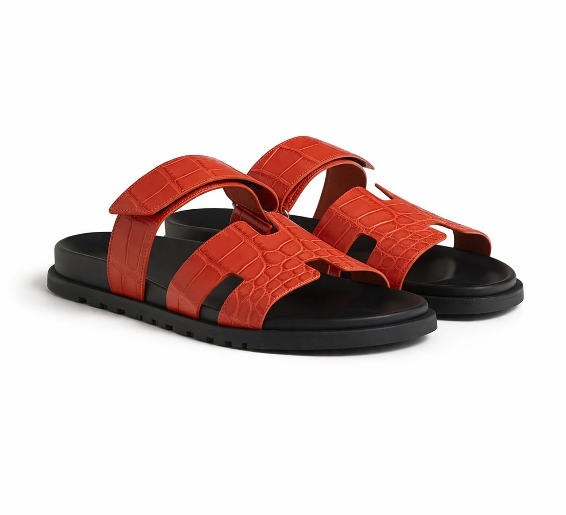 Comfort Slide Sandals – Croc Texture Leather Style | Everyday Casual Luxury