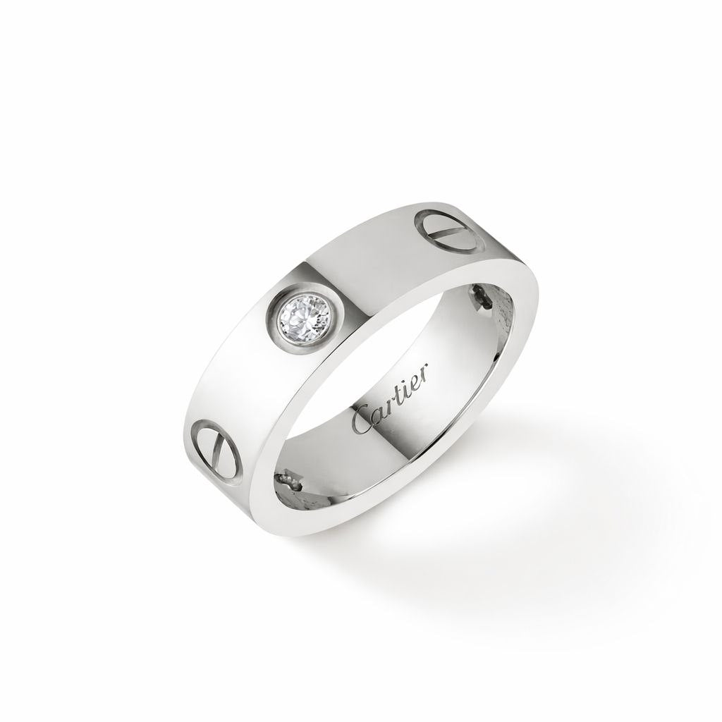 Luxury Screw Love Ring – Gold & Silver Diamond Style Band