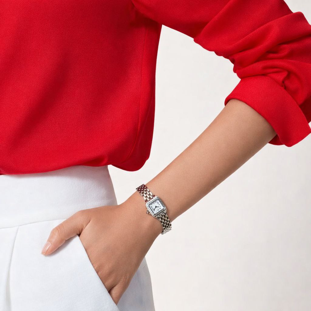 Luxury Two-Tone Square Watch – Classic Gold & Silver Stainless Steel Bracelet