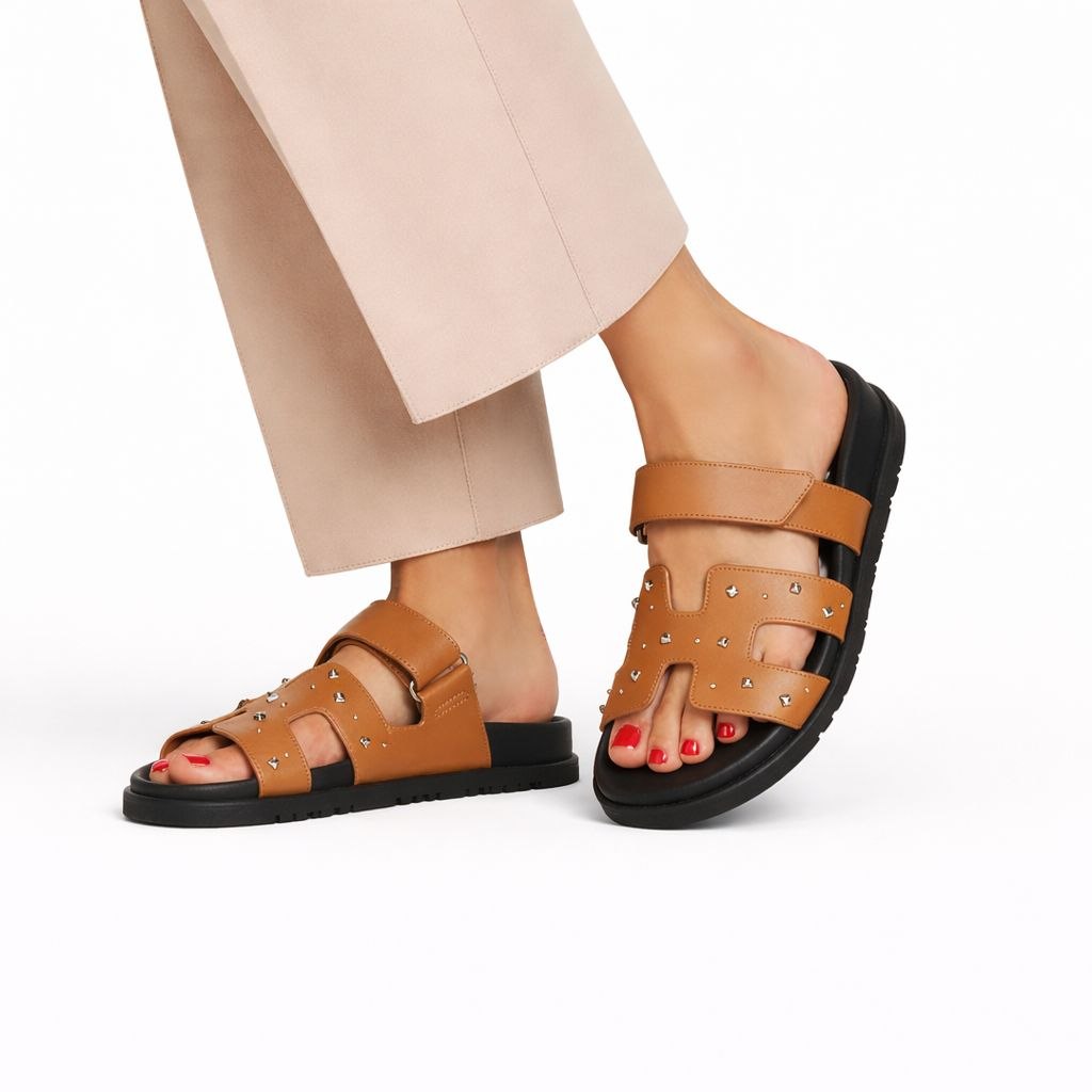 Comfort Slide Sandals – Croc Texture Leather Style | Everyday Casual Luxury