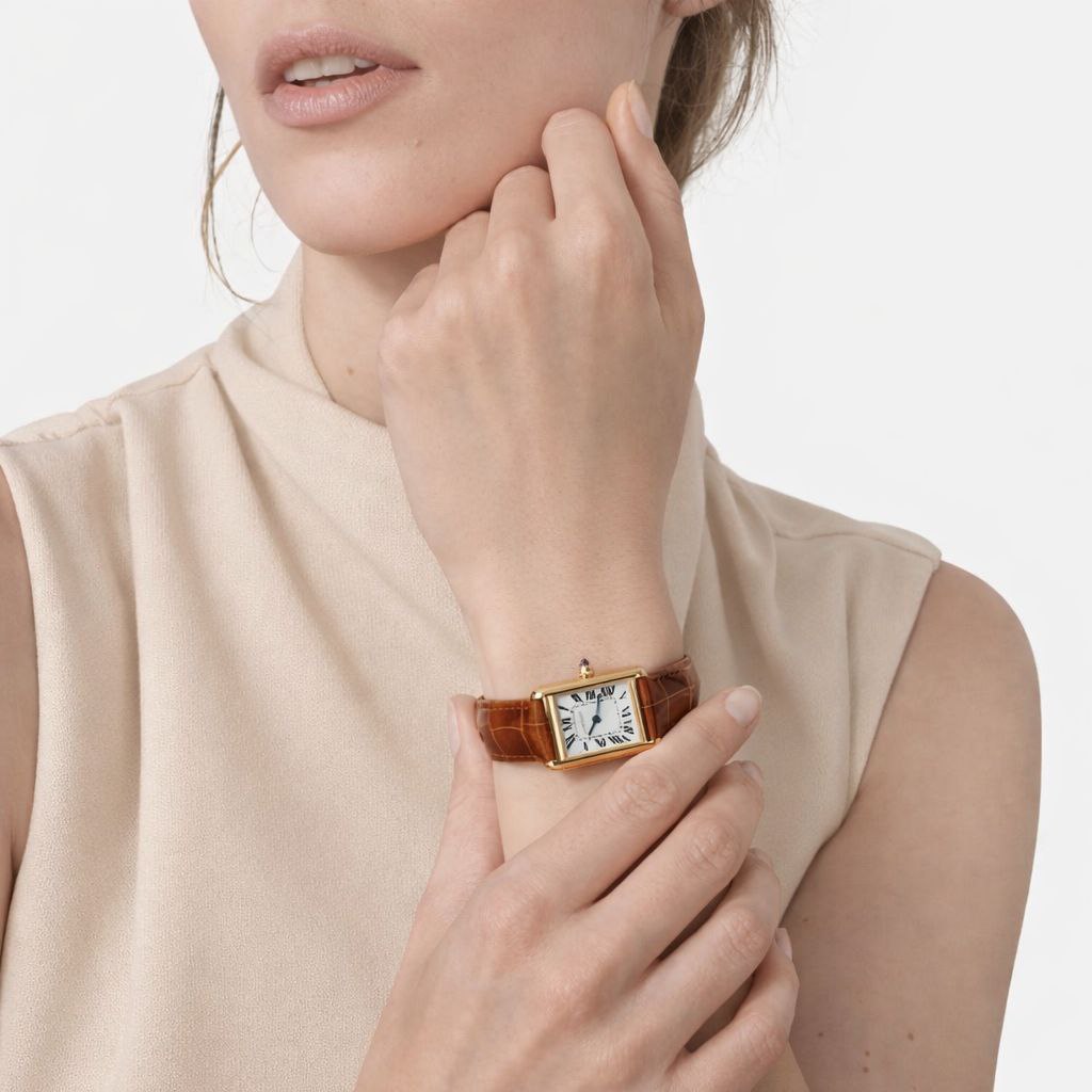 Luxury Rectangular Leather Watch – Classic Roman Dial | Elegant Designer Style