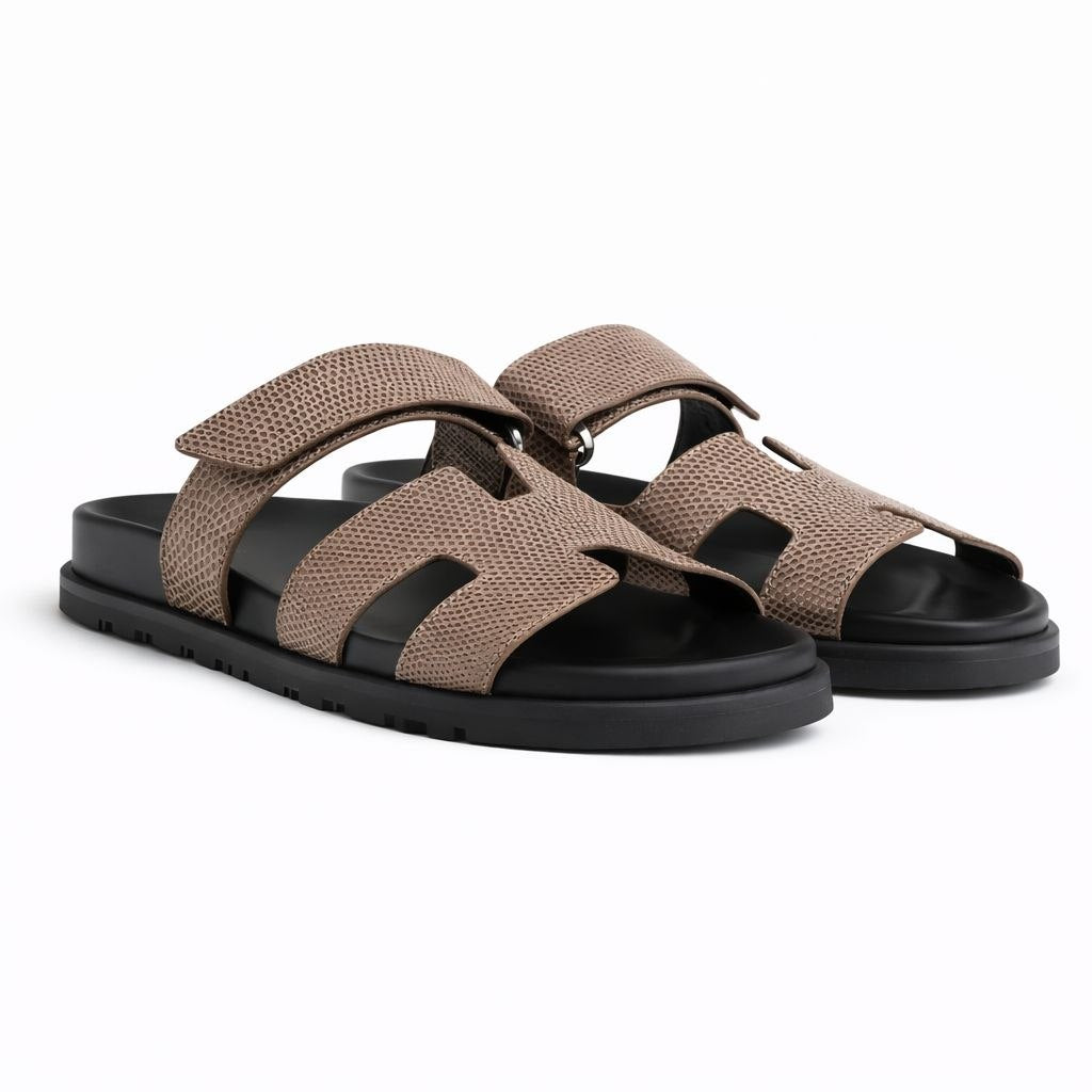 Comfort Slide Sandals – Croc Texture Leather Style | Everyday Casual Luxury